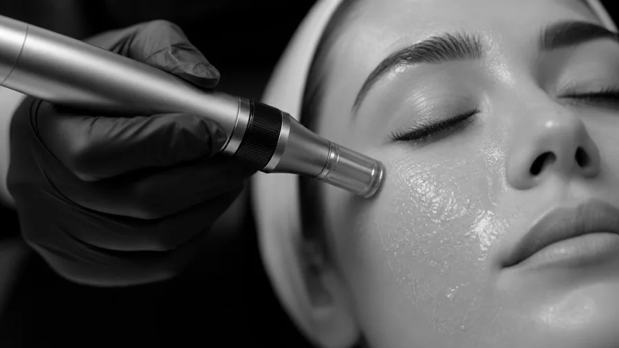 The pen gliding across the cheek in controlled passes