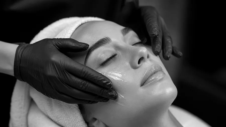 Esthetician's hands framing a client's face during a facial at Body Lounge Med Spa