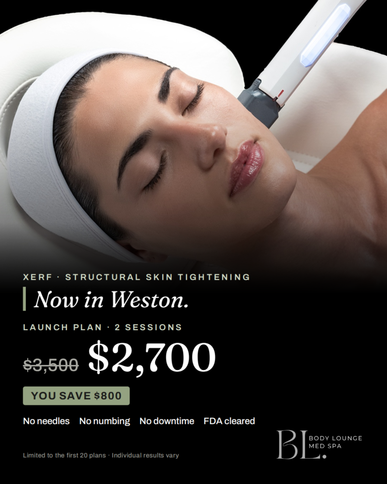 XERF radiofrequency device treating the face, Body Lounge Med Spa Weston
